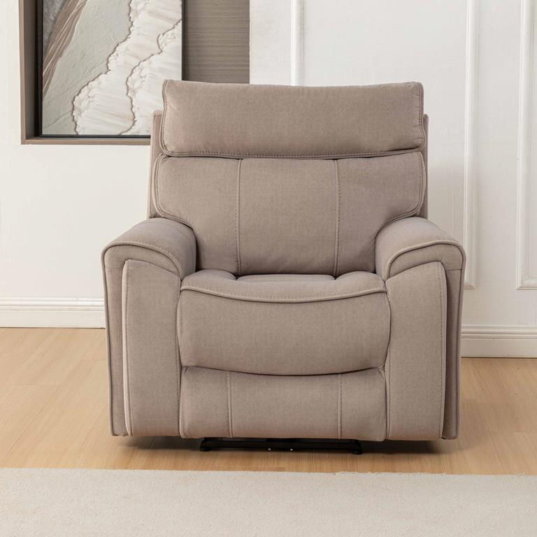 Thumbnail: New BOSTON Dual Motor Electric Recliner 1 Seater Fabric Sofa - Latte & Charcoal | Citylife Furniture, Brisbane