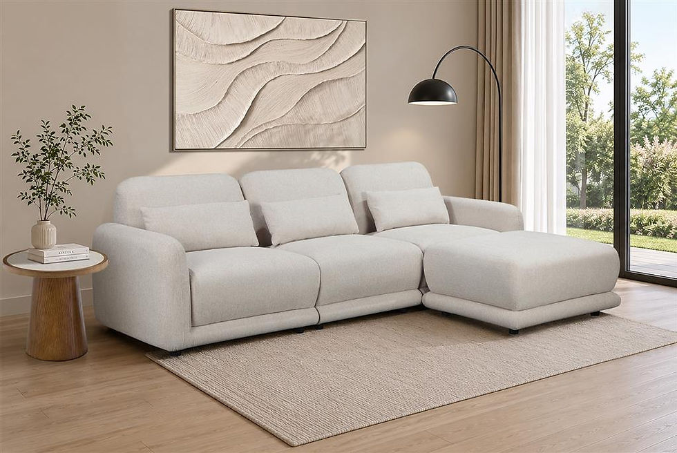 Thumbnail: Brand New Stanley 3 Seater Fabric Modular Sofa with Ottoman - Chocolate/Latte | Citylife Furniture, Brisbane