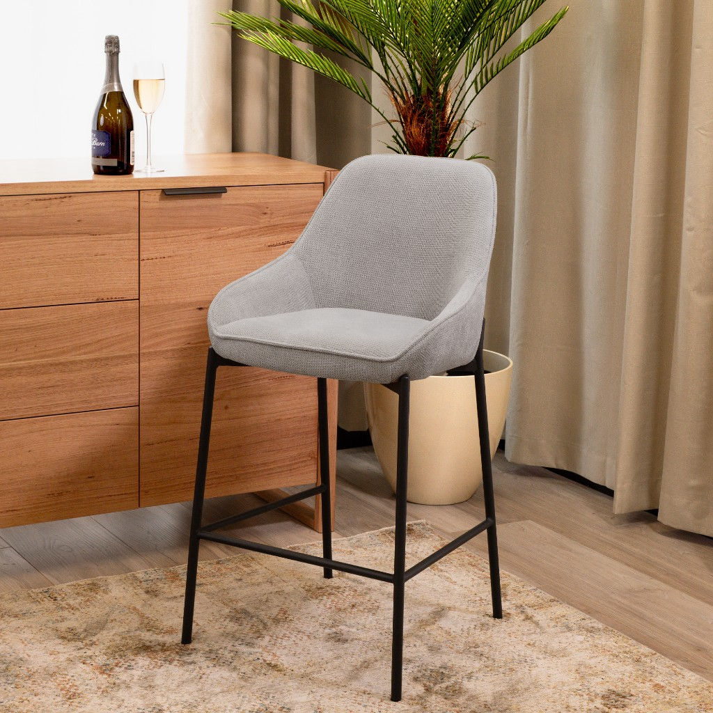 Brand New Titan Fabric Bar Chairs – Set of 2 (Light Grey) | Citylife Furniture, Brisbane