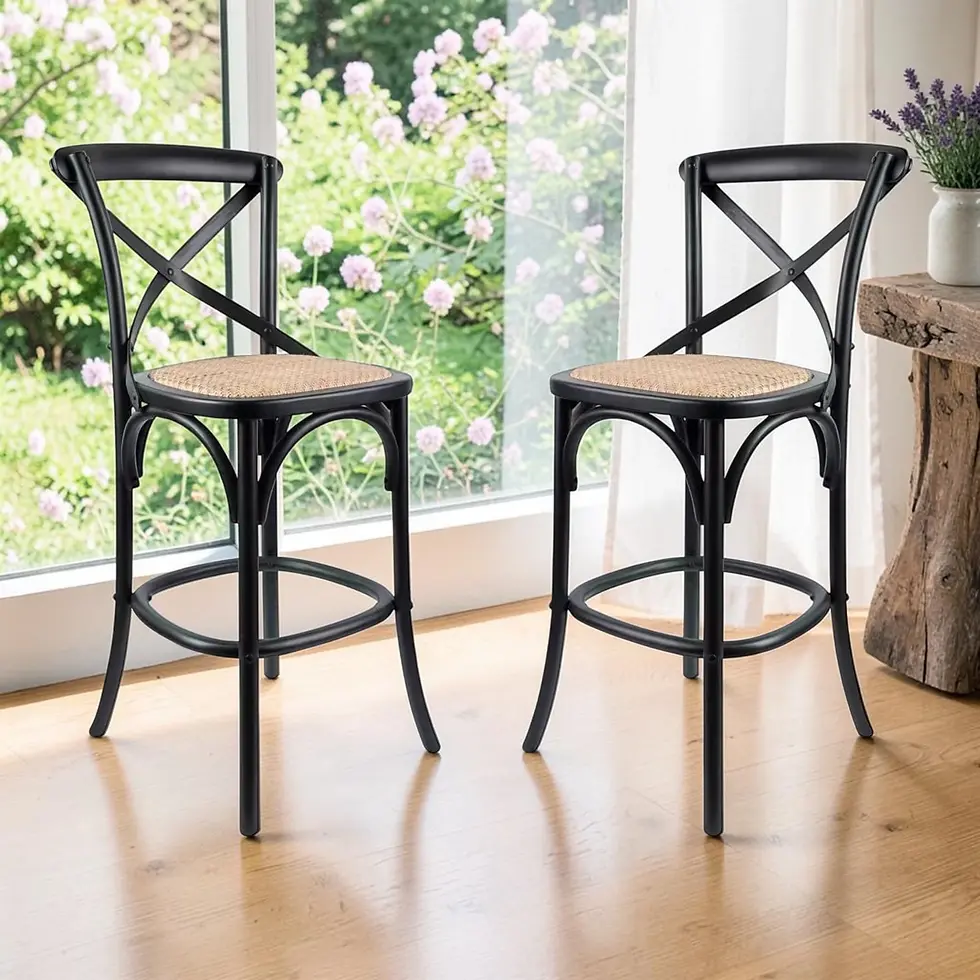 Thumbnail: Brand New Cafe Bar Chairs – Set of 2 (Black/White/Oak) | Citylife Furniture, Brisbane