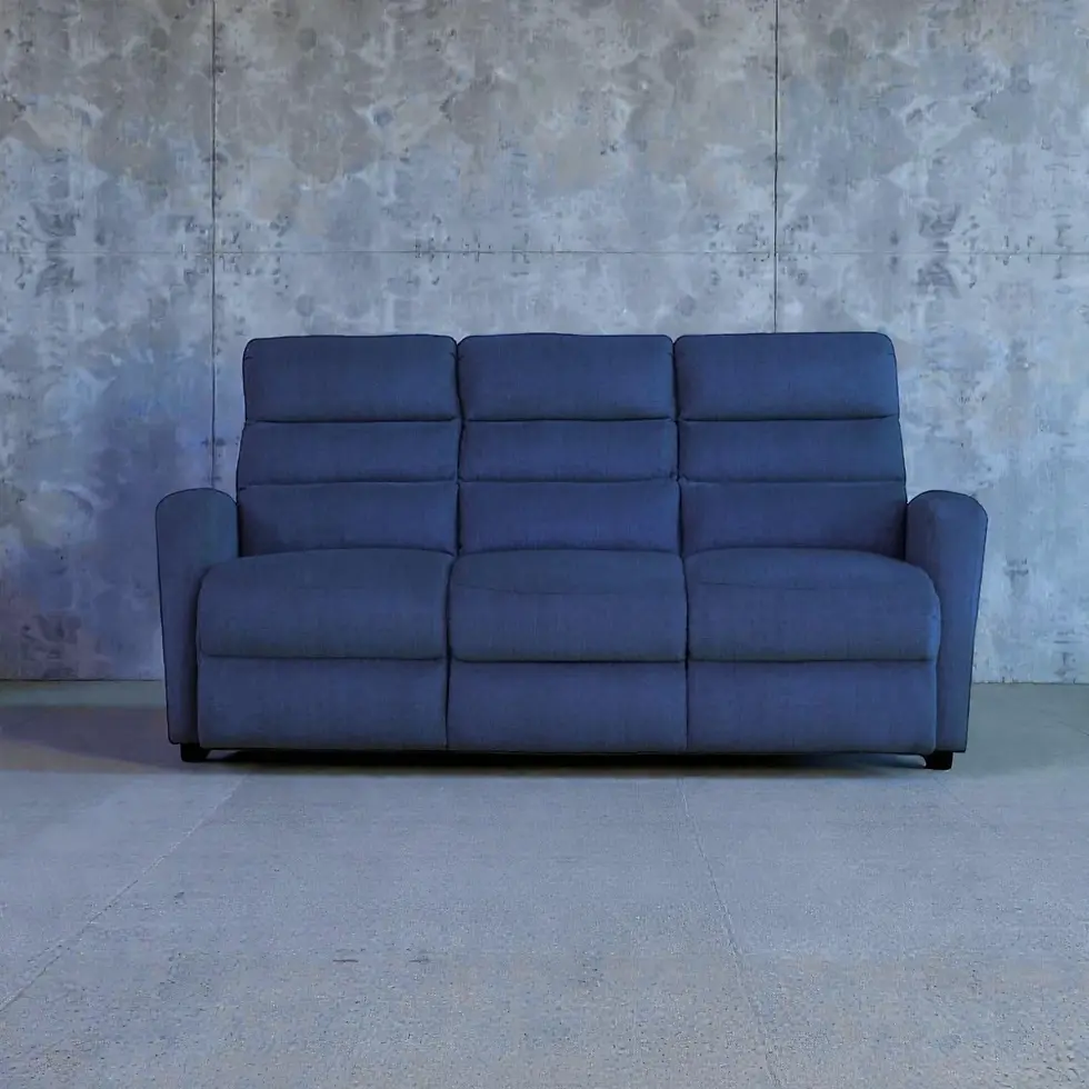 Thumbnail: Brand New ECHO Manual Recliner 3 Seater Fabric Sofa in Grey, Charcoal & Blue Colours | Citylife Furniture, Brisbane