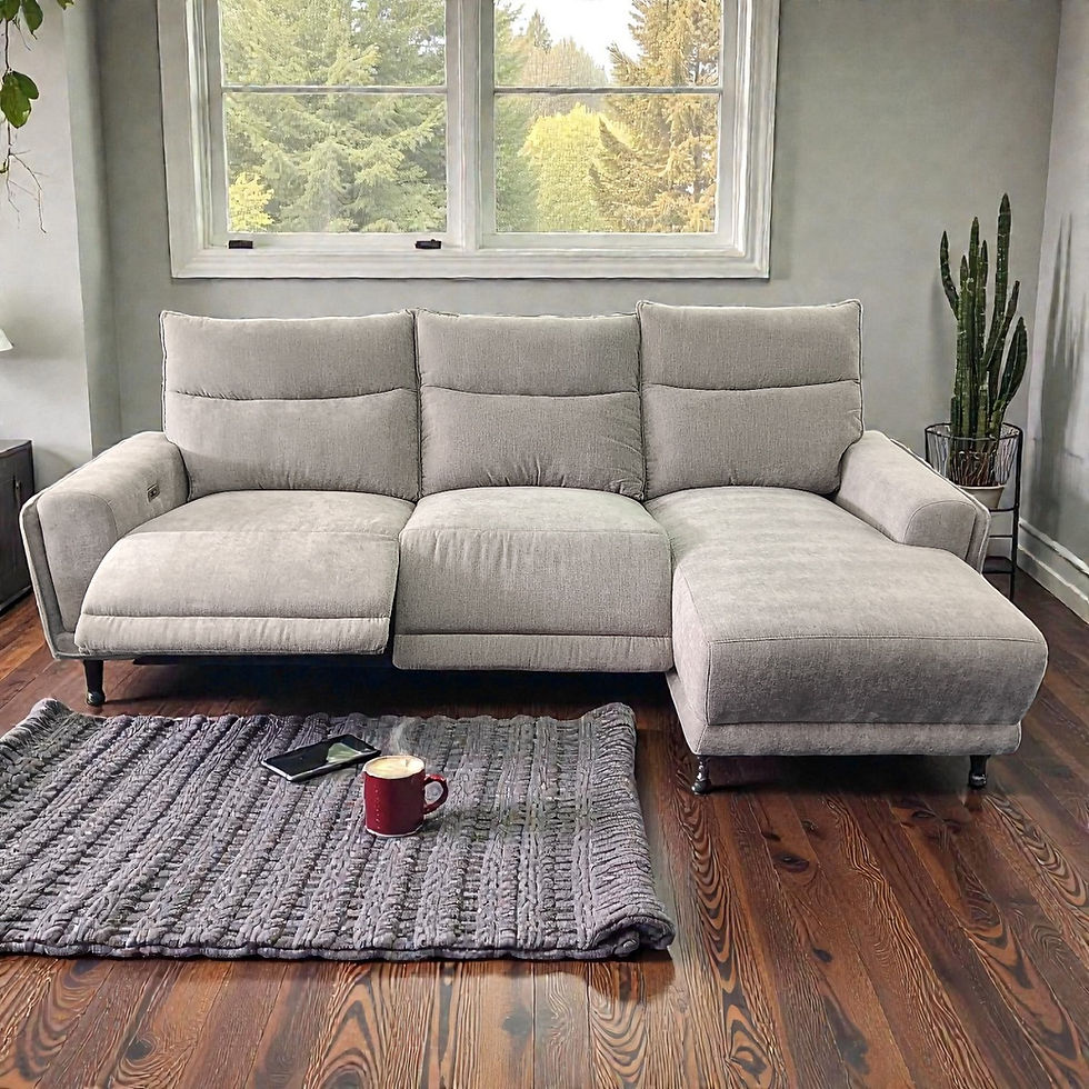Thumbnail: Brand New STERLING 2x Electric Recliner Seater & RHF Chaise in Slate Colour Fabric | Citylife Furniture, Brisbane