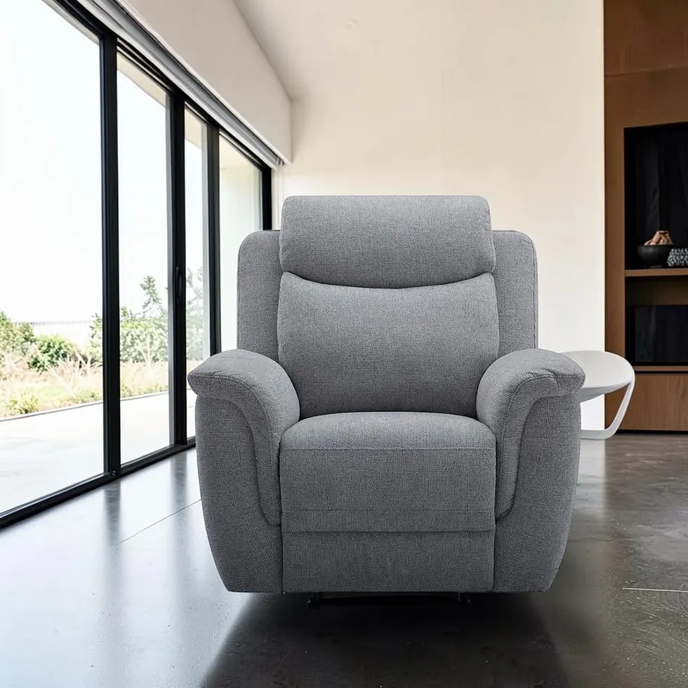 Thumbnail: Brand New Walter - Manual Recliner 1 Seater Fabric Sofa in Steel Colour | Citylife Furniture, Brisbane