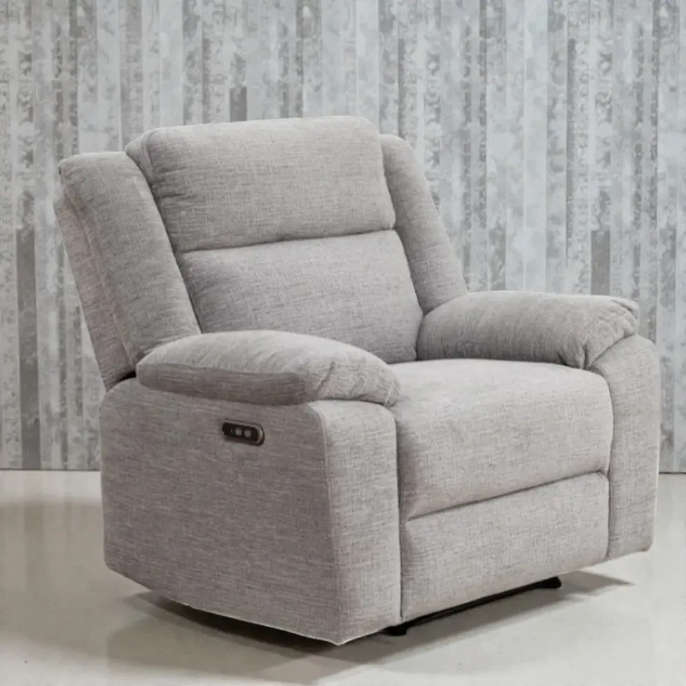 Thumbnail: ew Dream - Electric Recliner Media 1 Seater Kansas Fabric Sofa Grey Colour | Citylife Furniture, Brisbane