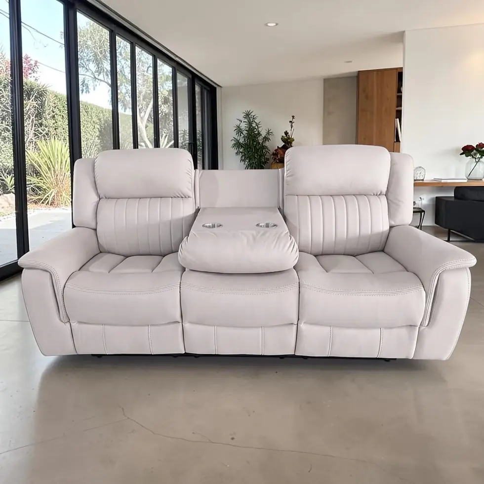 New Hudson Seater Power Recliner Fabric Sofa – Black/Light Brown/Biege Colour | Citylife Furniture, Brisbane