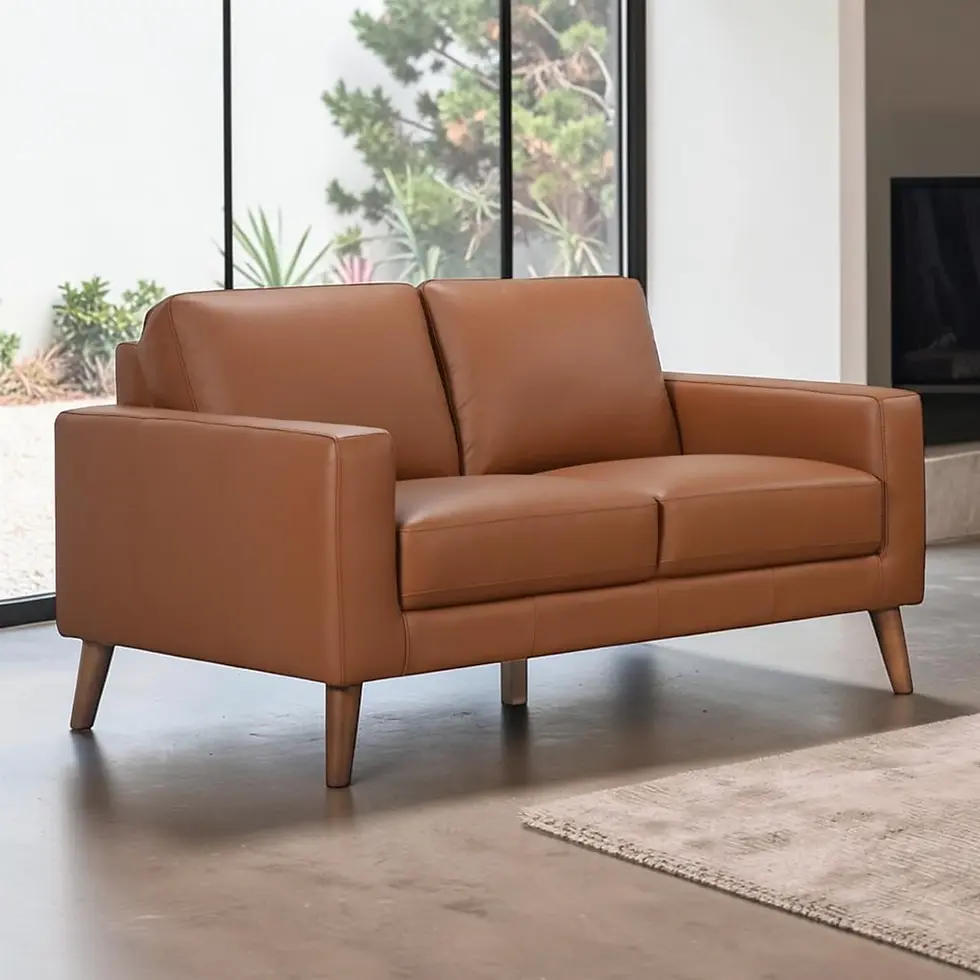 Brand New Brian 2 Seater Leather Sofa - Wheat/Cognac Colours | Citylife Furniture, Brisbane