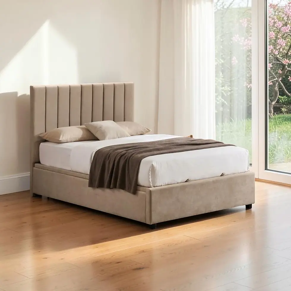 Brand New Atlas Fabric Gas Lift Storage Bed Frame - Queen, King | Citylife Furniture, Brisbane