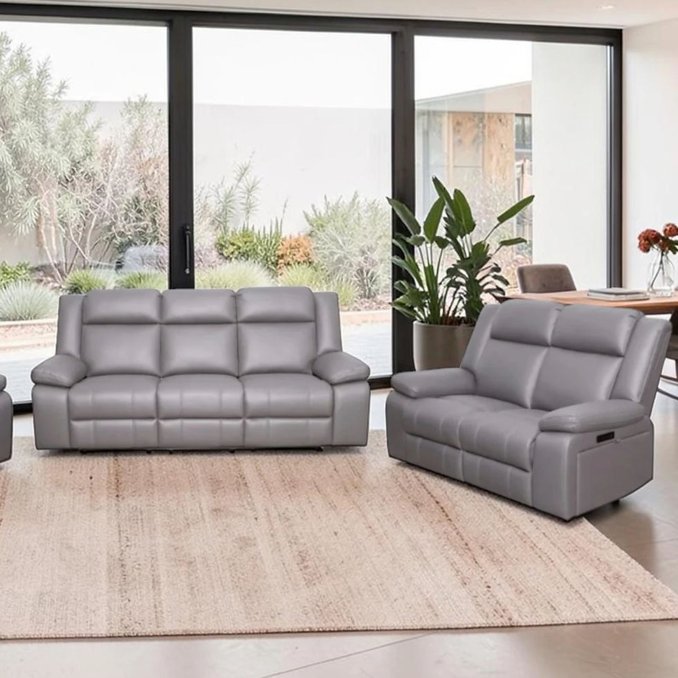 Brand New COOPER - Dual Motor Electric Recliner Fabric Sofa in Light Grey/Charcoal | Citylife Furniture, Brisbane