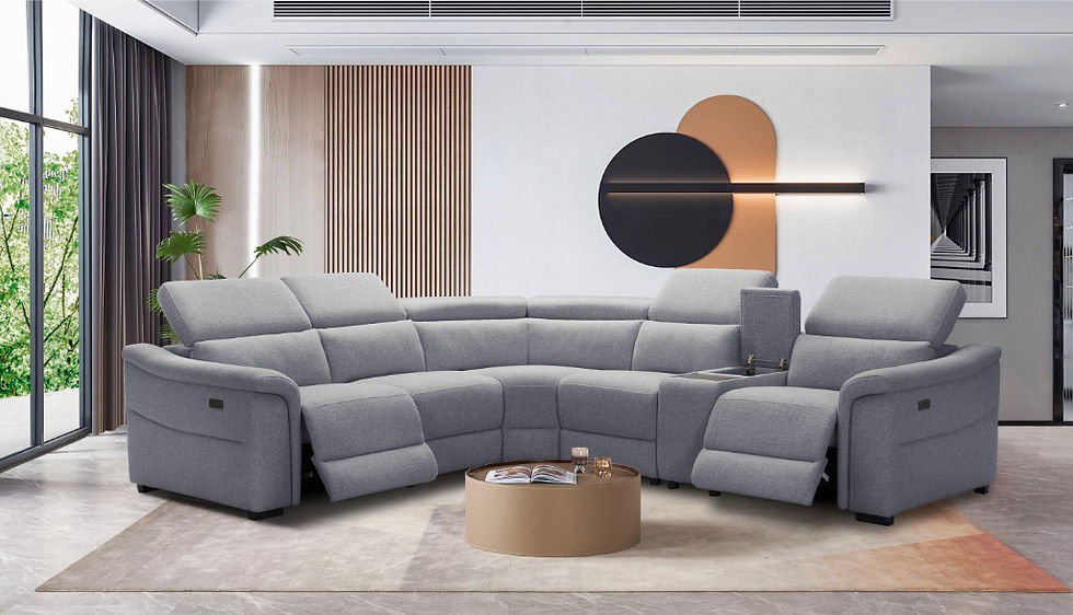 Thumbnail: Brand New ROBBIE Collection - 2x Electric Recliner Modular Corner Lounge in Grey/Light Grey | Citylife Furniture, Brisbane
