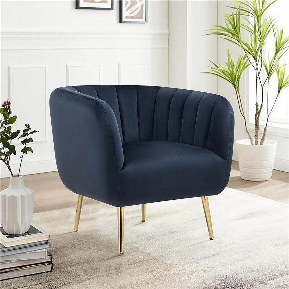 Brand New Cecil Velvet Fabric Tub Armchair - Green/Navy | Citylife Furniture, Brisbane