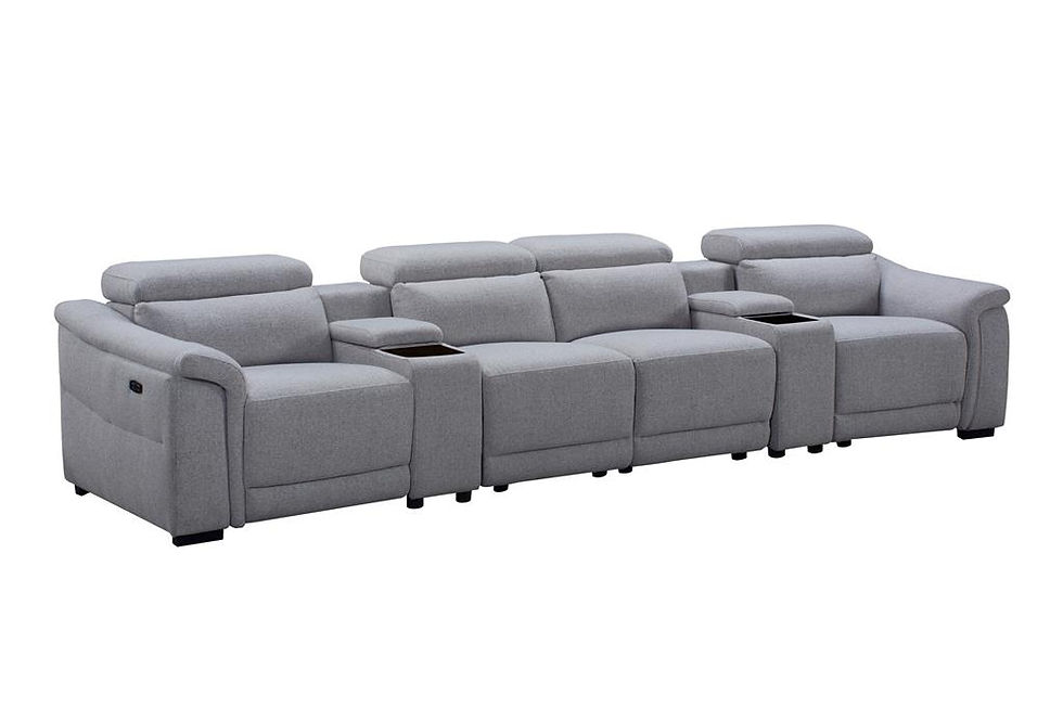 Thumbnail: Brand New ROBBIE Dual Motor Media Electric Recliner Home Theatre Fabric Grey/Light Grey | Citylife Furniture, Brisbane