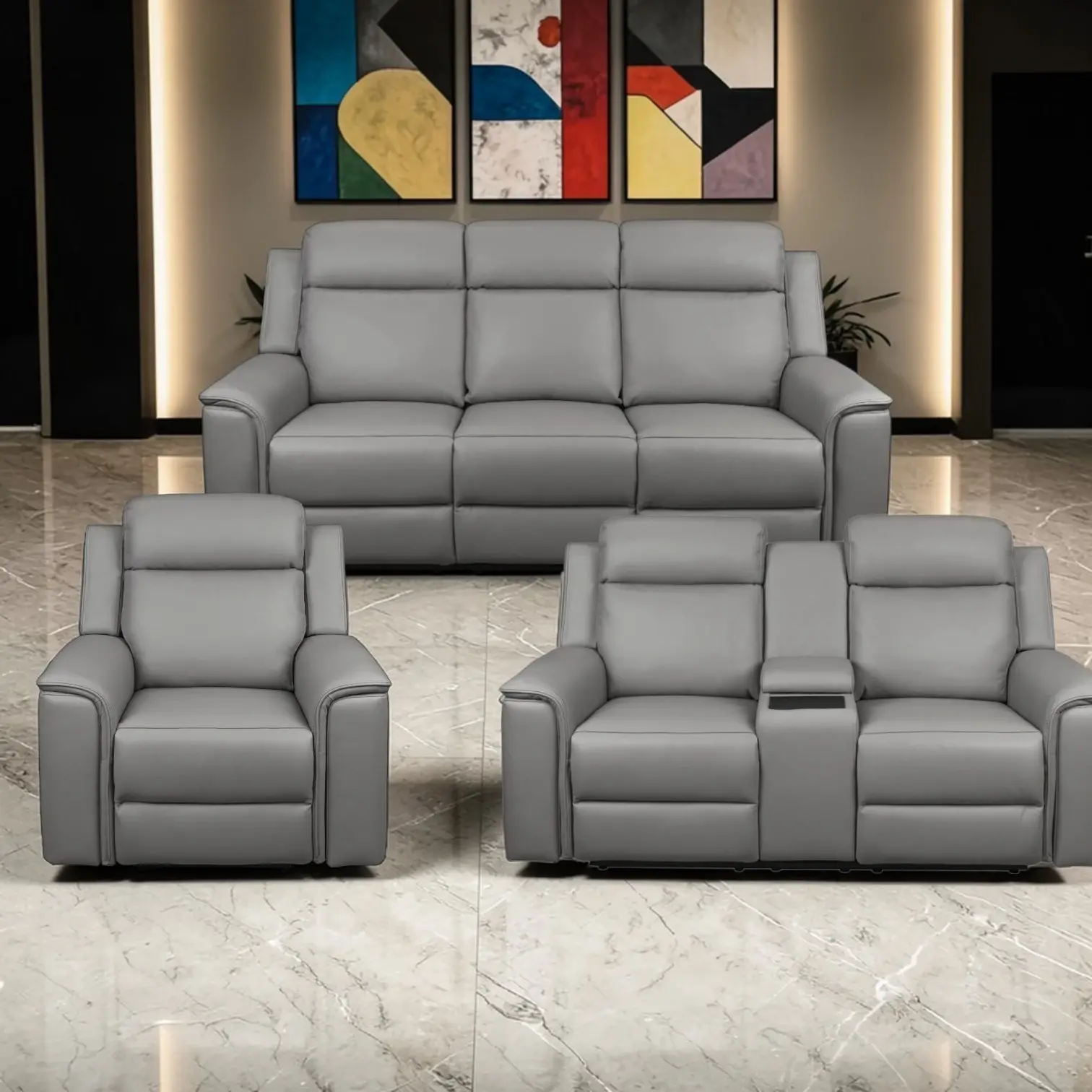 Brand New NEWTON Collection - Dual Motor Electric Recliner in Graphite Leather | Citylife Furniture, Brisbane