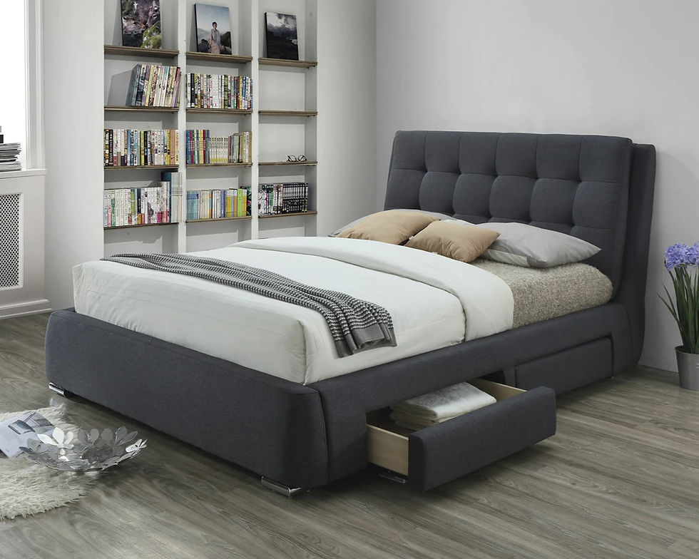 Brand New MONTEGO Fabric 4 Drawer Bed Frame in Grey Color | Citylife Furniture, Brisbane