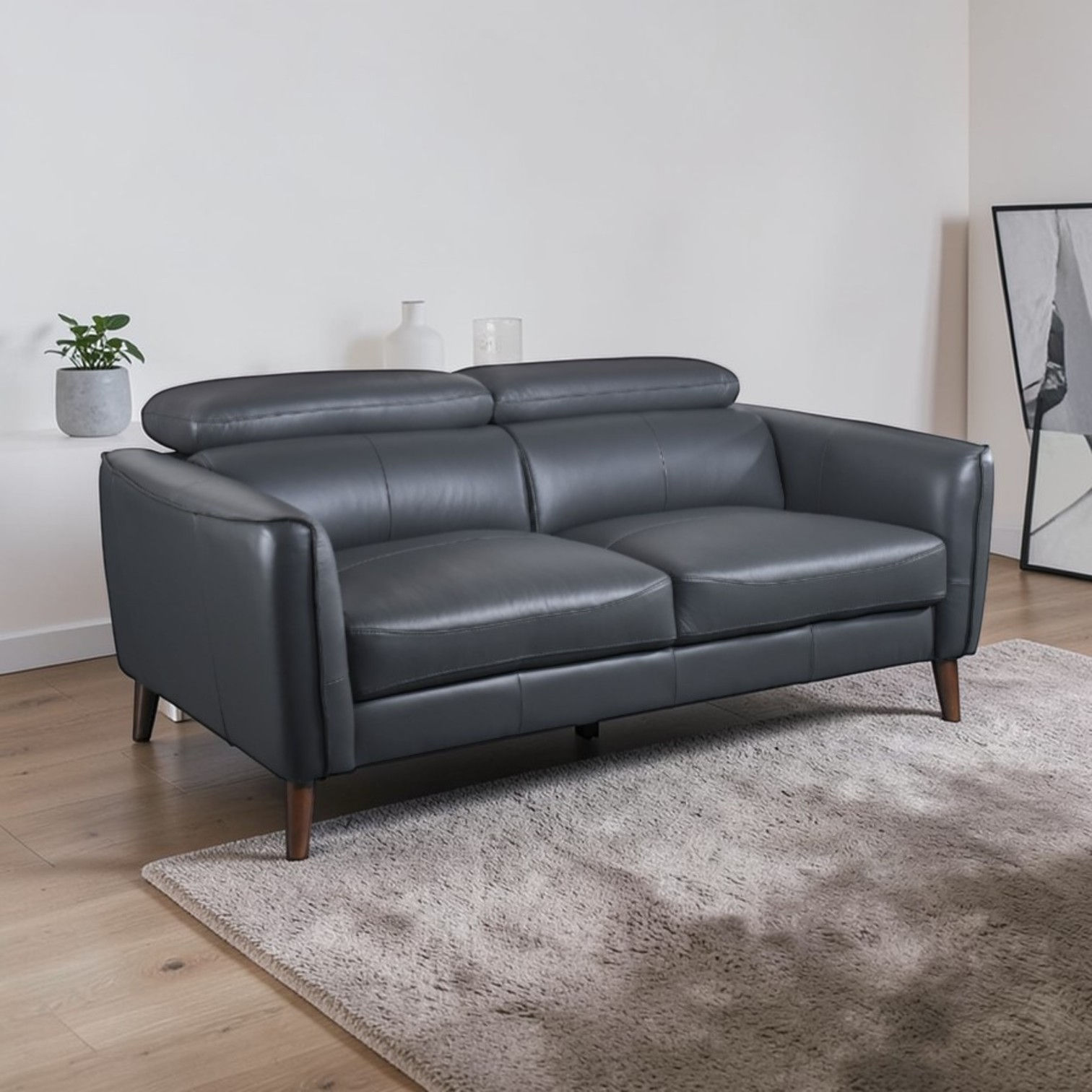 Darra 2 Seater in Full Genuine Leather Grey Sofa