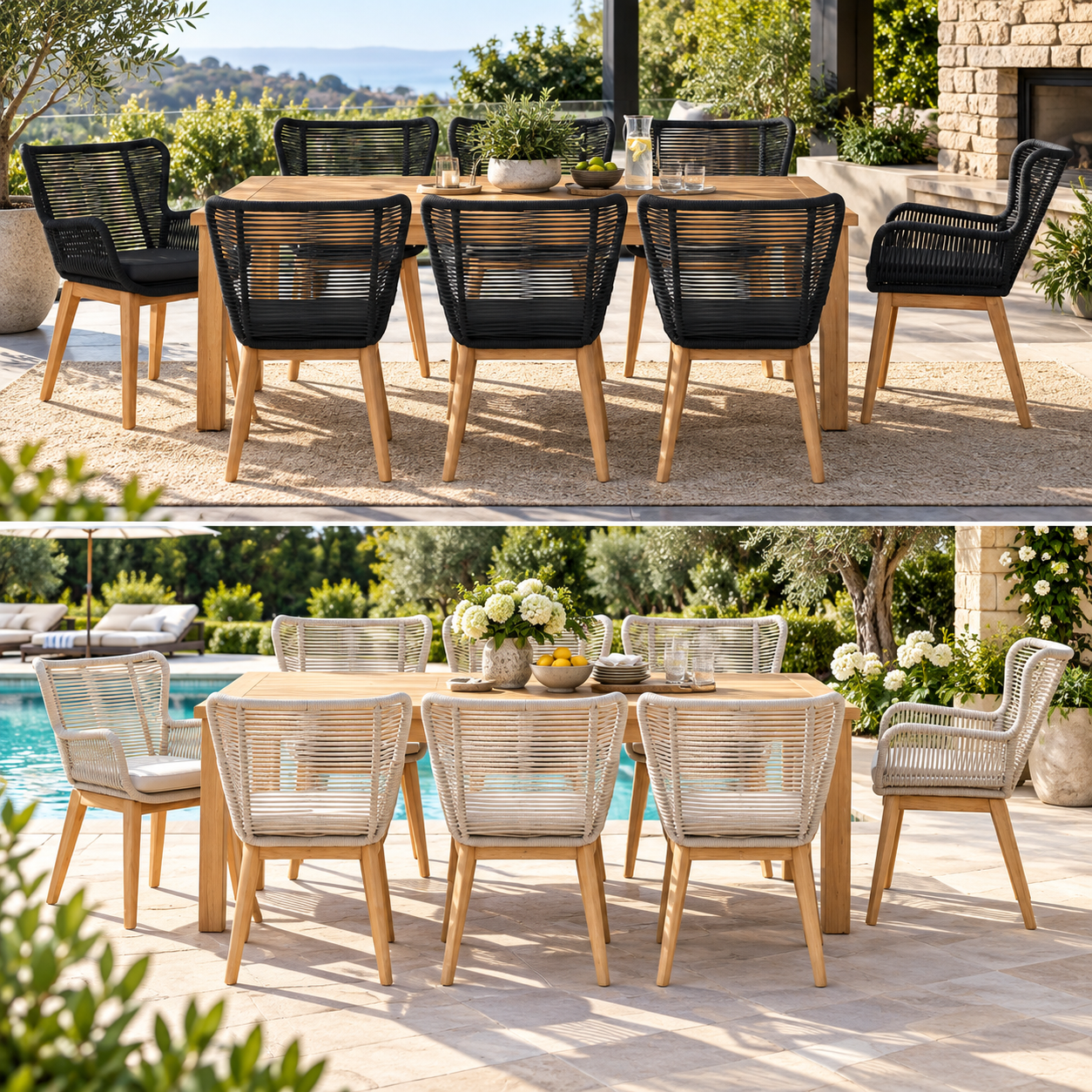 Brand New Woodland Collection - 9 Piece Outdoor Dining Set in Black/Whitewash | Citylife Furniture, Brisbane
