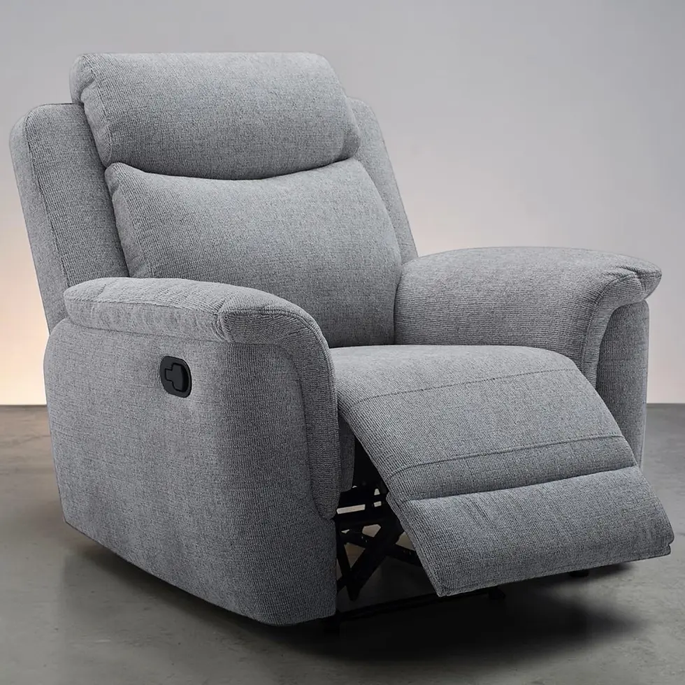 Brand New Walter - Manual Recliner 1 Seater Fabric Sofa in Steel Colour | Citylife Furniture, Brisbane