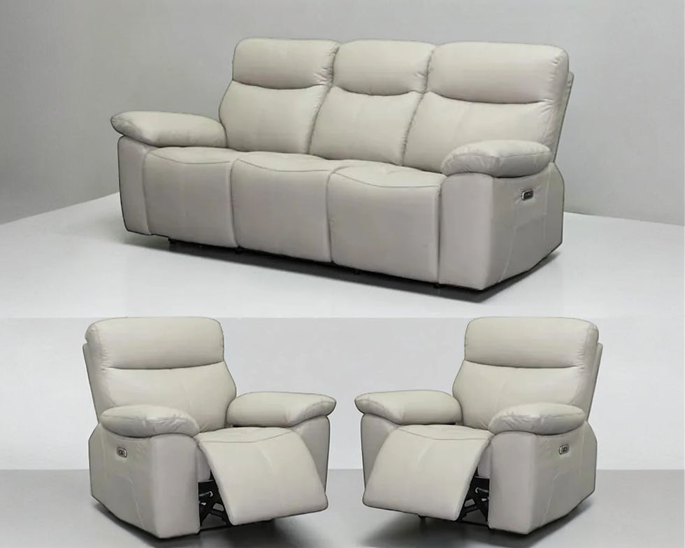 Brand New MARCO - Premium Full Genuine Leather 3+1+1 Recliner Set (Silver Colour) | Citylife Furniture, Brisbane