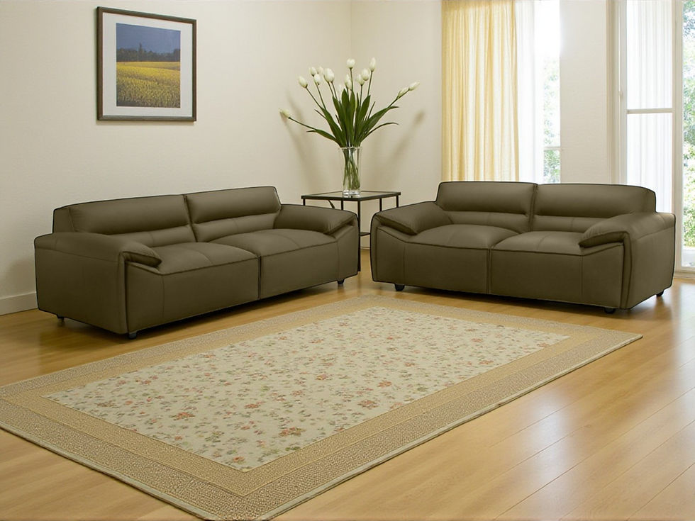 Thumbnail: Zander Genuine Leather 2 Seater, 3 Seater Sofa in Olive Colour