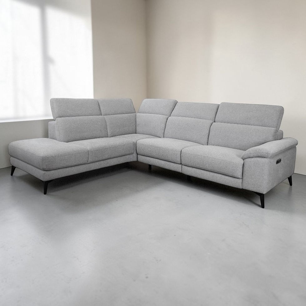 Thumbnail: Brand New Abella 2.5 Seater w/ LHF Chaise & RHF Electric Recliner - Belfast Fabric Ash Grey | Citylife Furniture, Brisbane