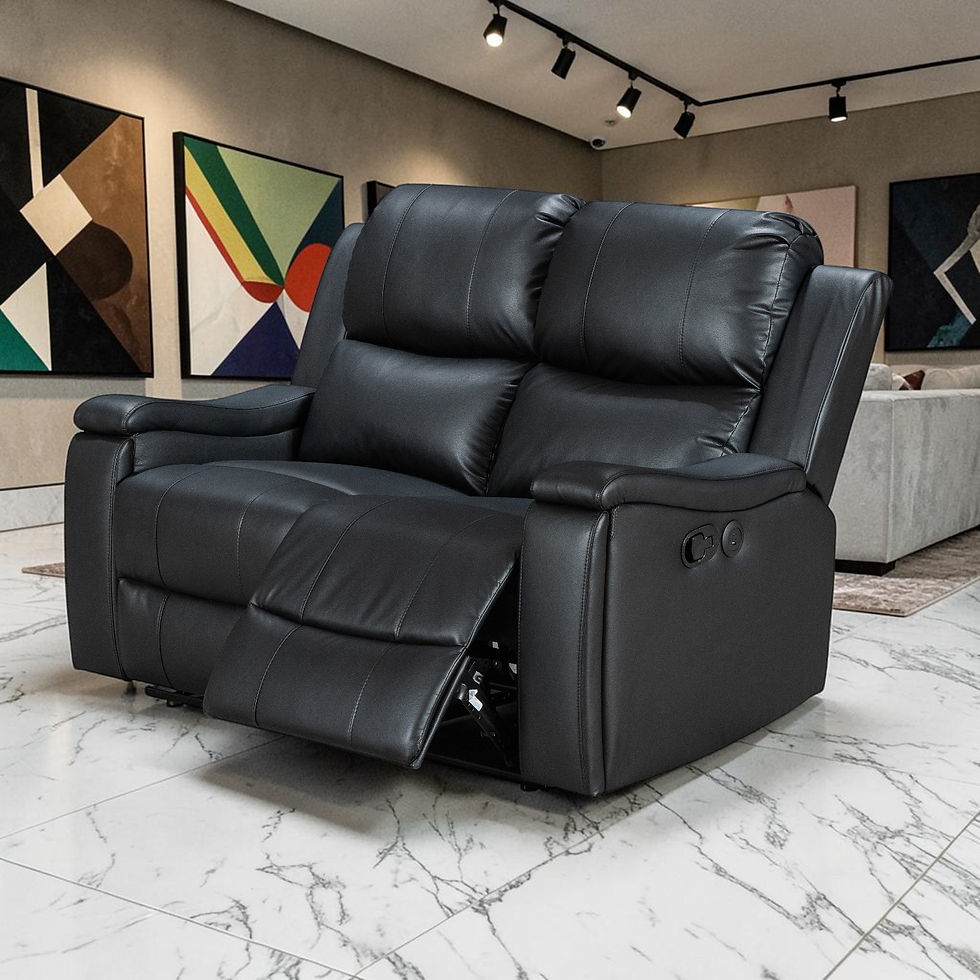 Brand New Galaxy 2 Seater Manual Recliner Sofa in Black Air Leather | Citylife Furniture, Brisbane
