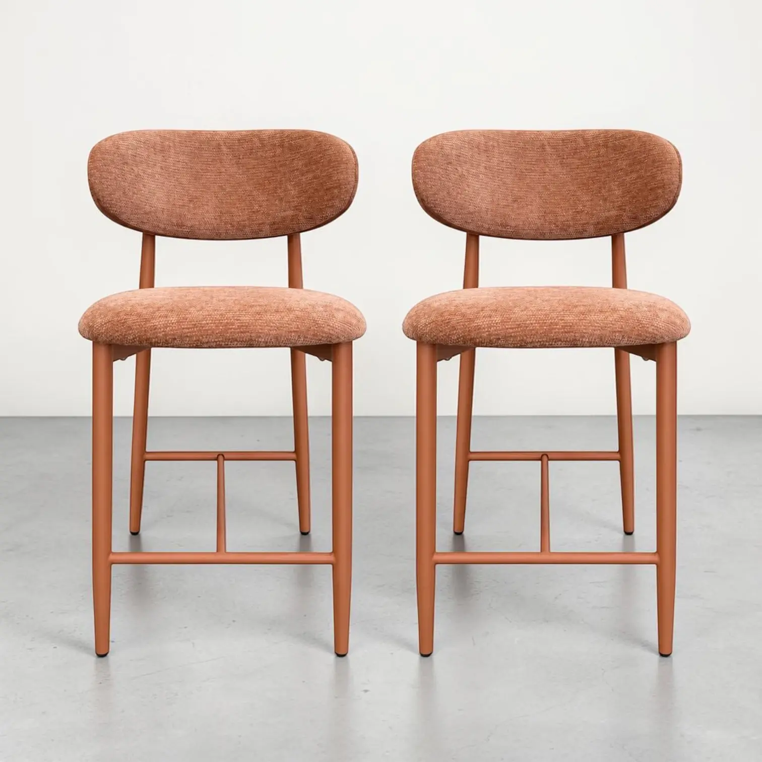 New Diana Fabric Bar Chairs – Set of 2 (Green/Terracotta Rust/Ivory) | Citylife Furniture, Brisbane