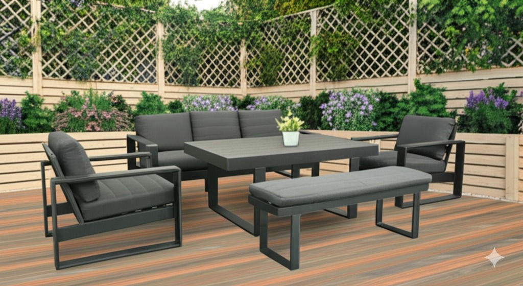 New VENUS Collection - Modern Outdoor 5PC High Table Dining Set in Charcoal Colour | Citylife Furniture, Brisbane