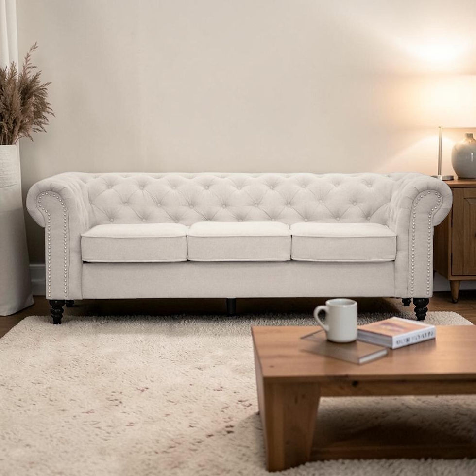 Thumbnail: Brand New CLASSIC - Premium Modern Chesterfield 2 Seater/3 Seater Sofa in Beige Fabric | Citylife Furniture, Brisbane