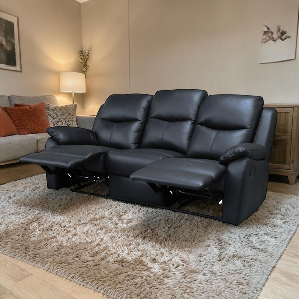Thumbnail: Sussex Genuine Leather Manual Recliner 3 Seater Sofa - Black & Wheat Colour