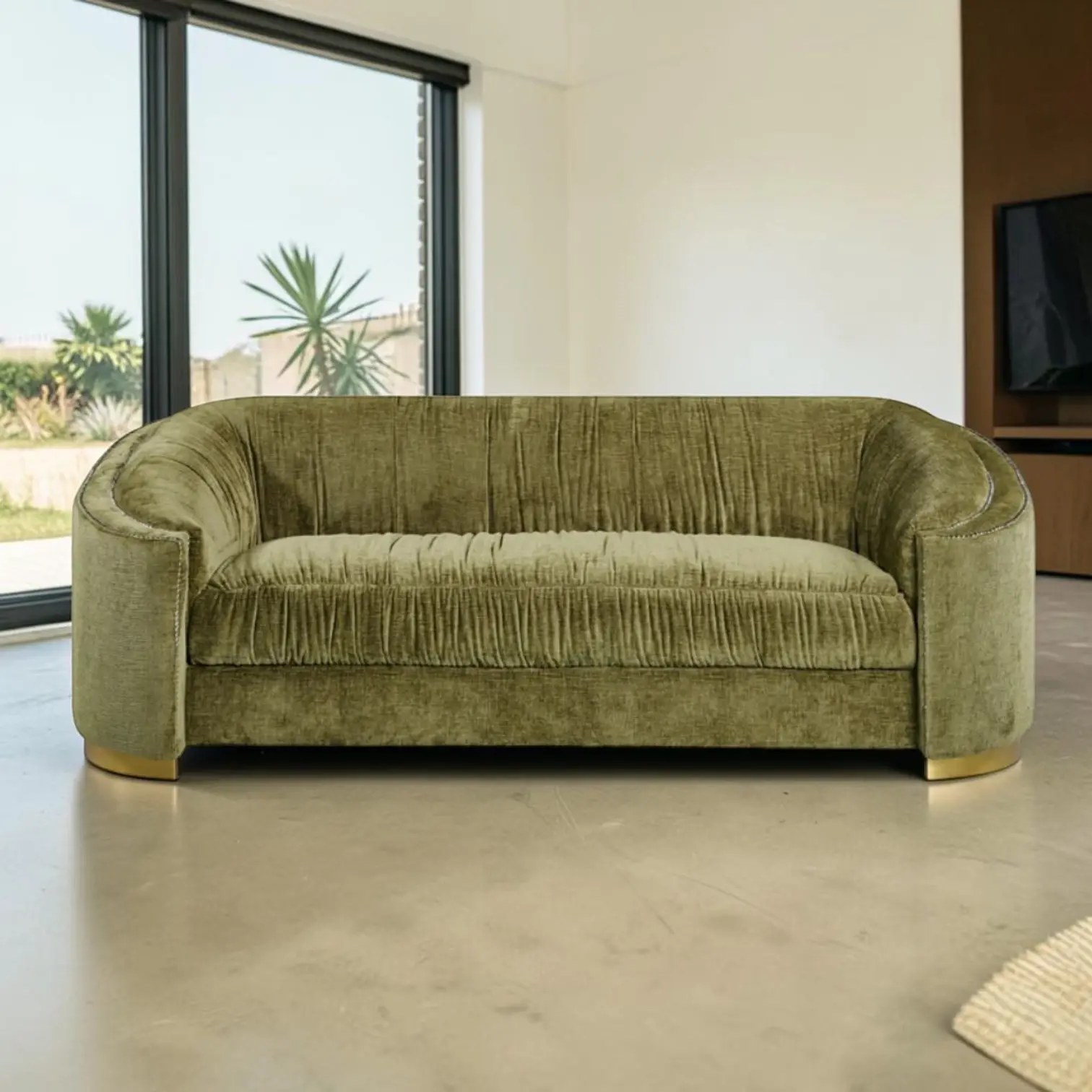 New Mabel 3 Seater Chenille Fabric Sofa – Sage | Citylife Furniture, Brisbane