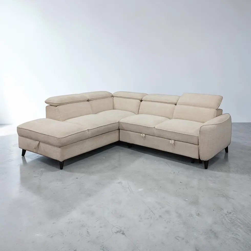 Thumbnail: Brand New Warren 5 Seater Left Storage Chaise Sofa Bed in Oatmeal/Truffle Colour | Citylife Furniture, Brisbane