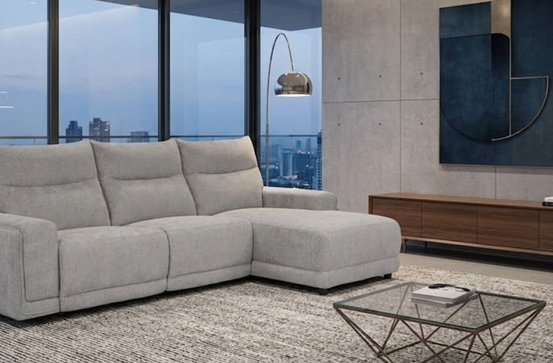 Thumbnail: Brand New STERLING 2x Electric Recliner Seater & RHF Chaise in Slate Colour Fabric | Citylife Furniture, Brisbane