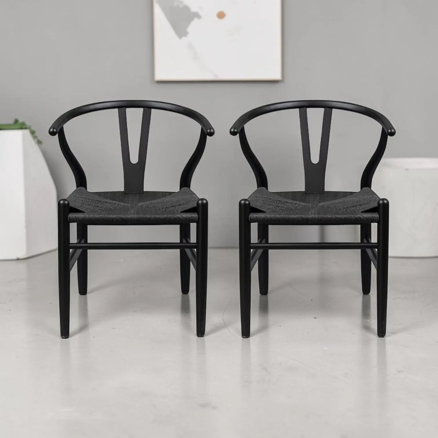 Brand New Ella Wishbone Dining Chairs – Set of 2 (Black) | Citylife Furniture, Brisbane