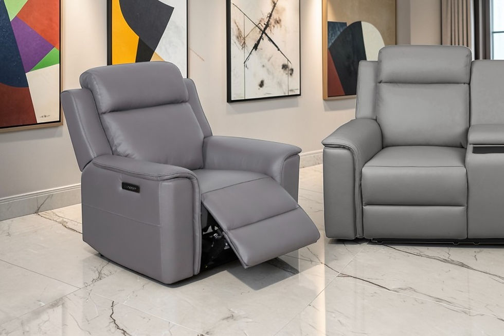 Thumbnail: Brand New NEWTON Collection - Dual Motor Electric Recliner in Graphite Leather | Citylife Furniture, Brisbane