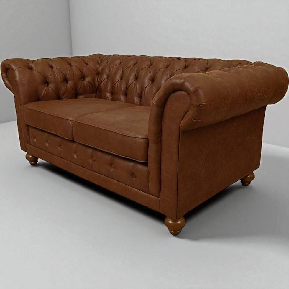 Brand New WINSTON - Premium Modern Chesterfield 2 Seater Sofa & Wing Chair in Tan Fabric | Citylife Furniture, Brisbane