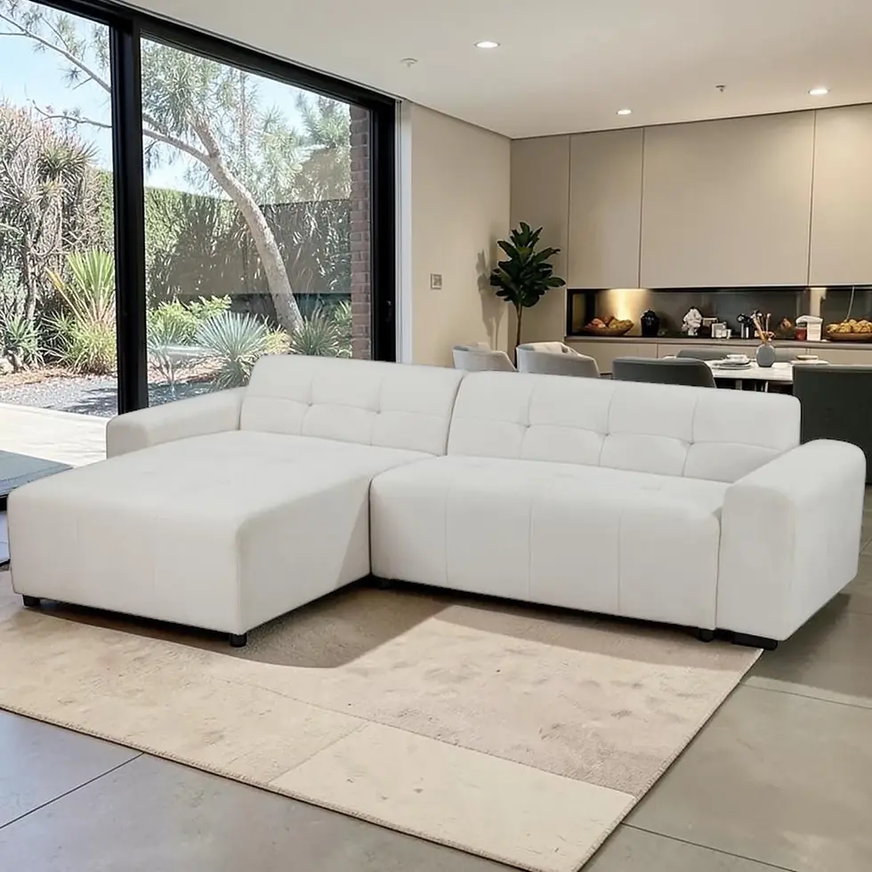 Thumbnail: New Nelson Fabric 4 Seater Reversible Chaise Lounge in Black/Beige Colour | Citylife Furniture, Brisbane