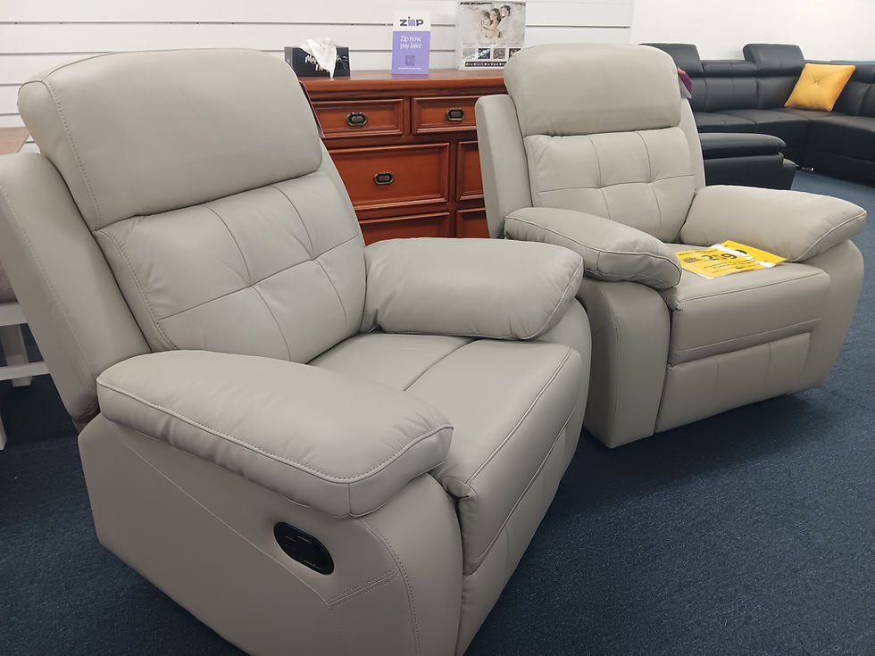 Thumbnail: Brand New Rocella - Premium Modern Leather 3RR+R+R Recliner Set (Grey/Silver Color) | Citylife Furniture, Brisbane