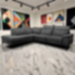 Brand New Abella 2.5 Seater w/ LHF Chaise & RHF Electric Recliner - Leather Black/Fabric Ash | Citylife Furniture, Brisbane