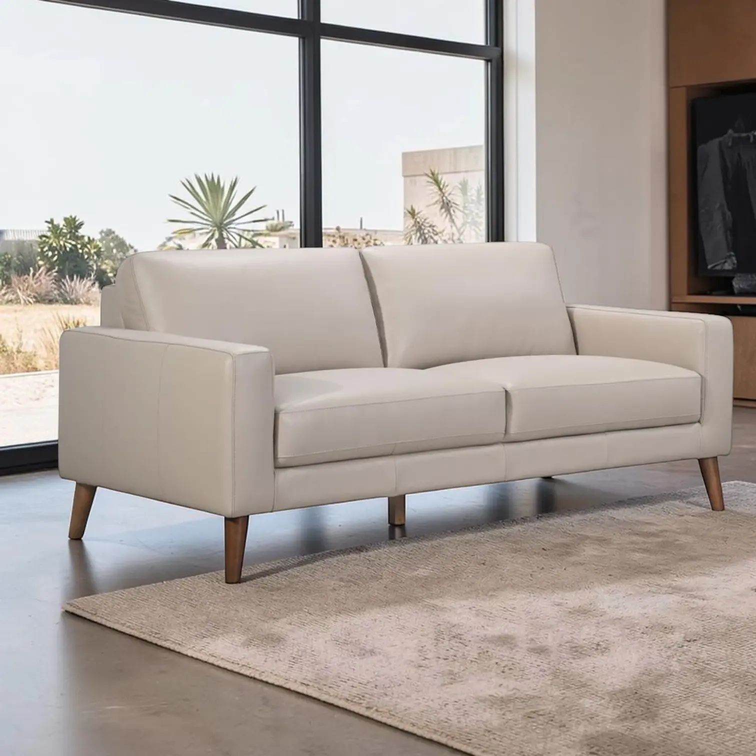 Brand New Brian 3 Seater Leather Sofa - Wheat/Cognac Colours | Citylife Furniture, Brisbane