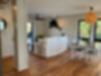 The first floor has an open floor plan & kitchen, dining, family rooms flow together.