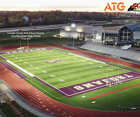 Troy Buchanan High School in Troy, MO features a premium synthetic turf field built for Turf & Track, Baseball/Softball. The project included base prep, drainage, turf installation and uses RamTurf for durability, safety, and year-round play. Custom field markings, logos and upgrades including lighting and fencing enhance performance and visual appeal. This artificial turf installation reflects expert sports field construction and long-term value.