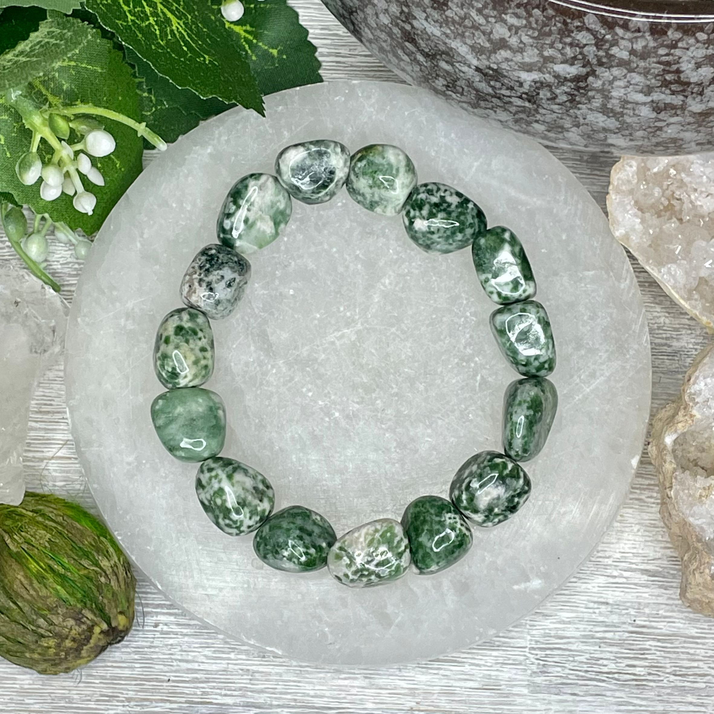 SPOTTED GREEN JASPER NUGGET BRACELET
