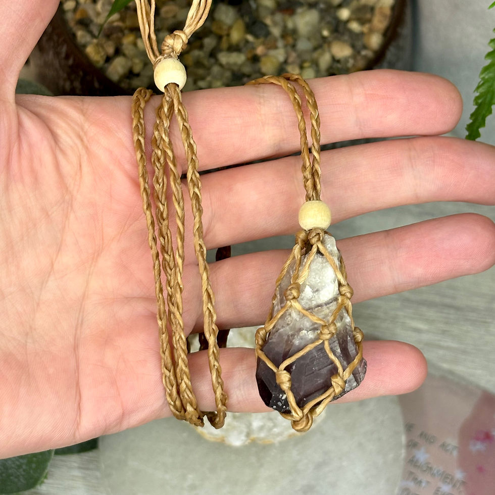 Thumbnail: CHEVRON AMETHYST MACRAME NECKLACE