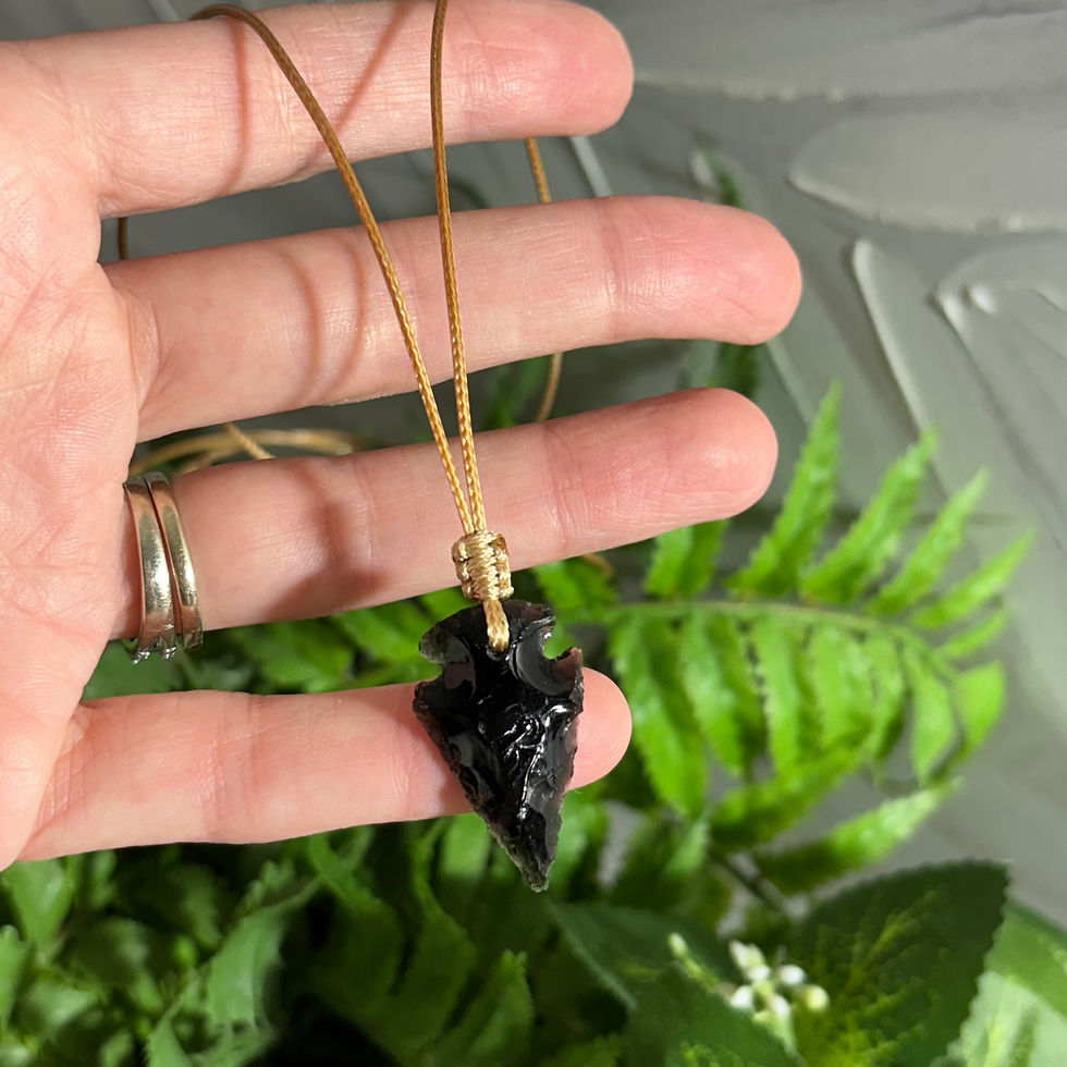 Thumbnail: BLACK OBSIDIAN ARROW TAN MACRAME 