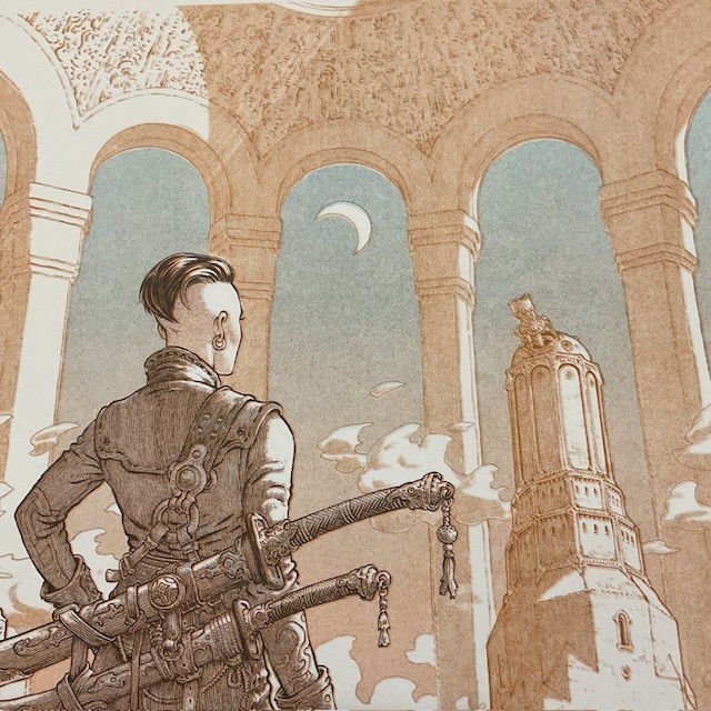 Thumbnail: Moon and Tower. A3 Risograph