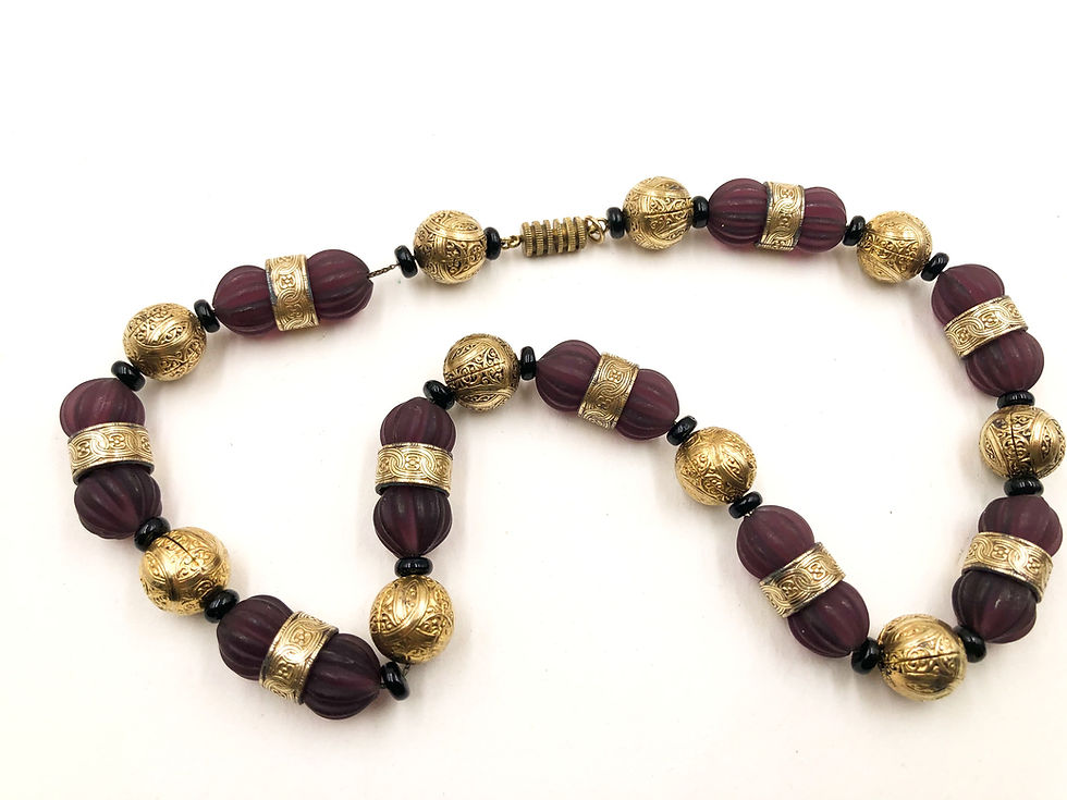Thumbnail: Antique French Louis Rousselet Amethyst Glass Necklace