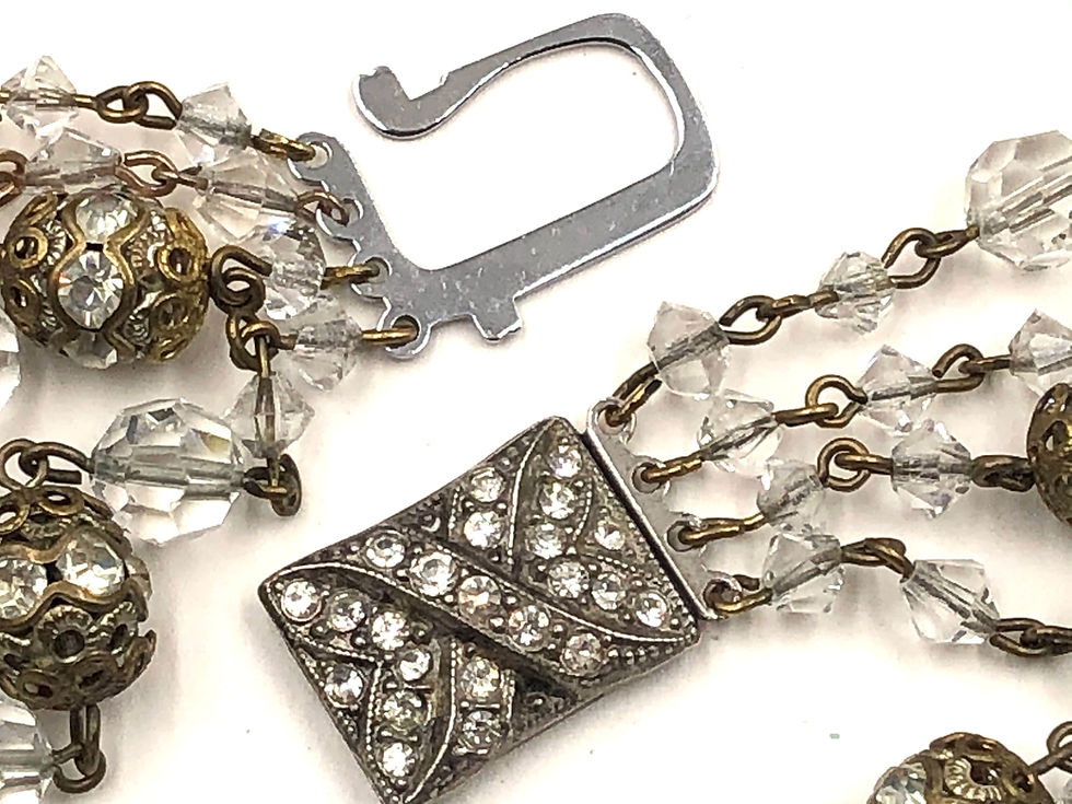 Thumbnail: Vintage French 4-Strand Crystal Necklace with Rhinestones and Sterling Clasp