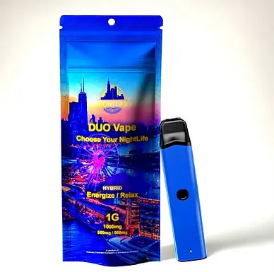 Bolsa de Mylar para vapeador NightLife Duo. Embalaje híbrido para vapeador.