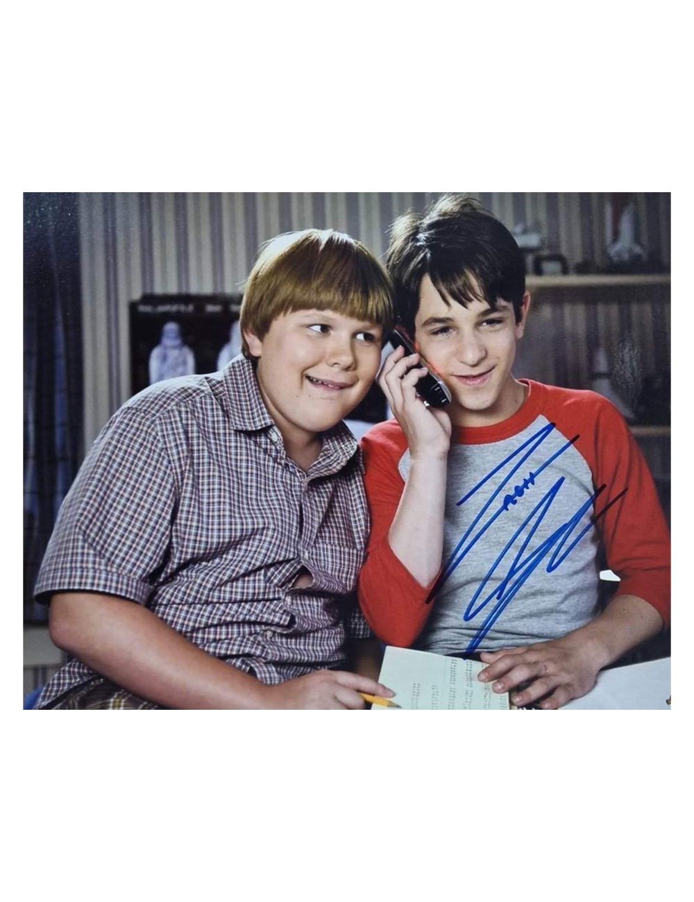 Zachary Gordon Signed Diary of a Wimpy Kid Phone in Dark Blue 10x8" Print