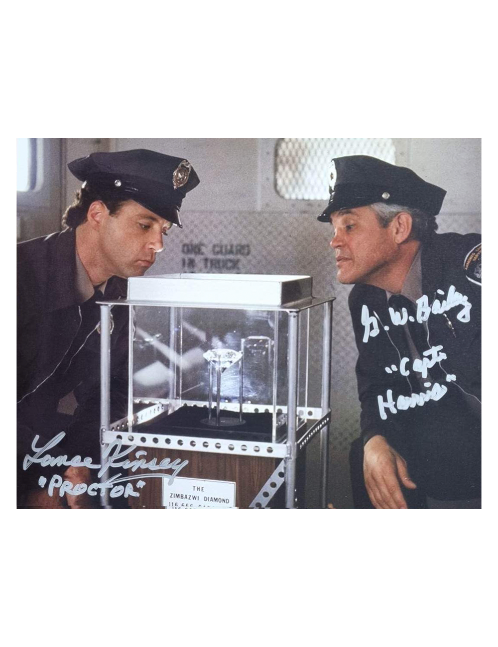 10x8 Police Academy Print Signed by Lance Kinsey and GW Bailey