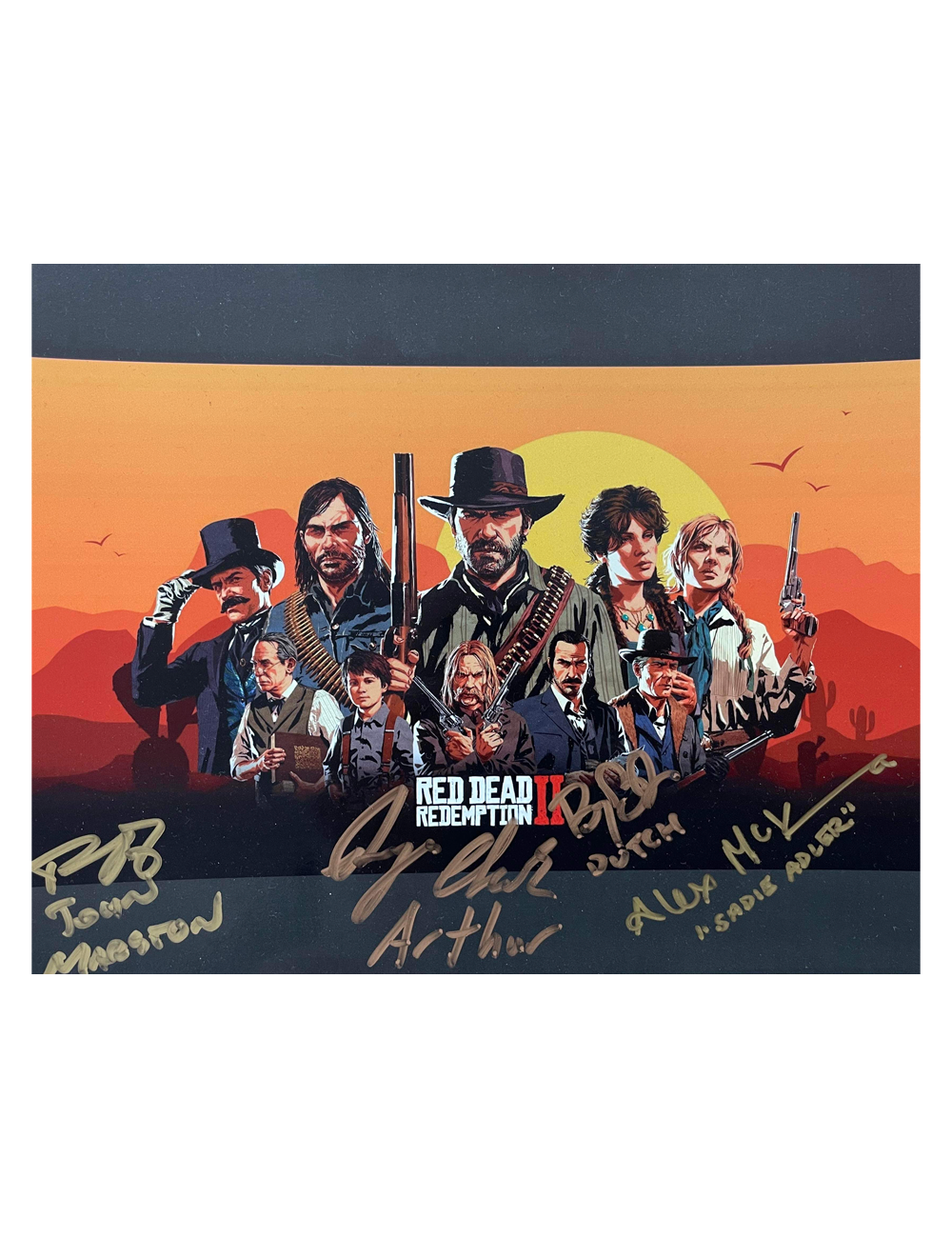 10x8 Red Dead Redemption Print Signed by Clark, Davis, Weithoff + Mckenn
